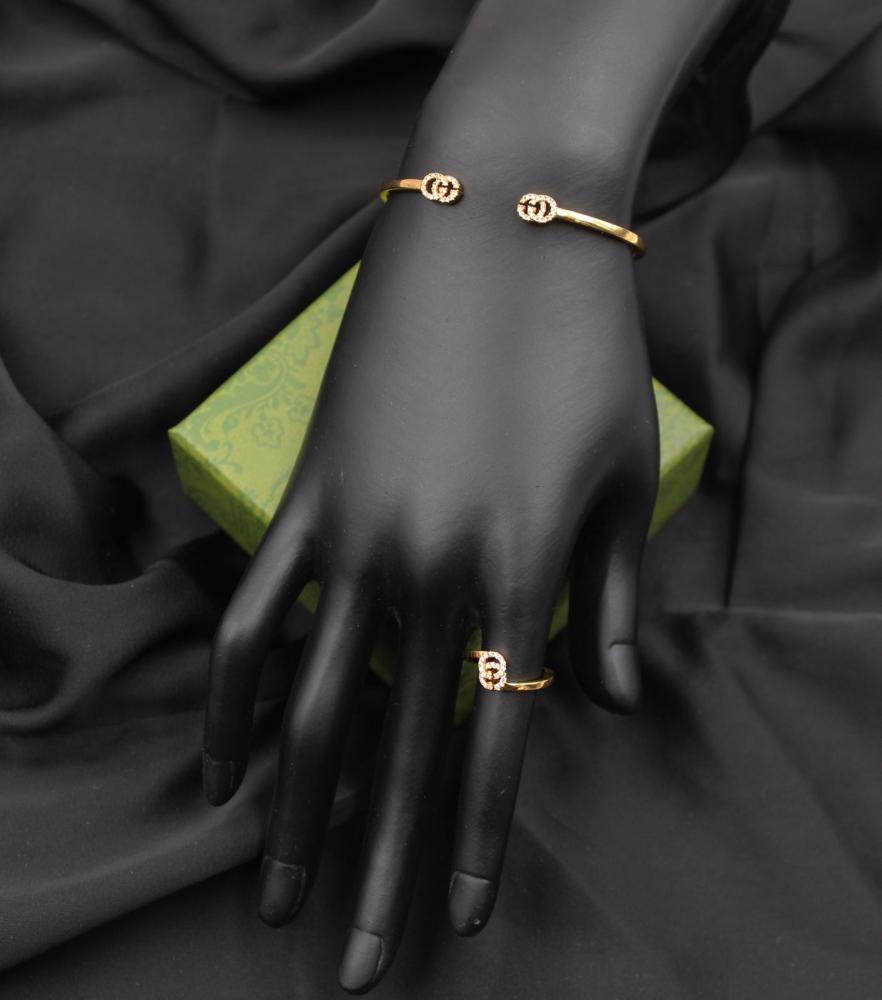 Gucci GG Bangle and Ring Set Zircon Gold -