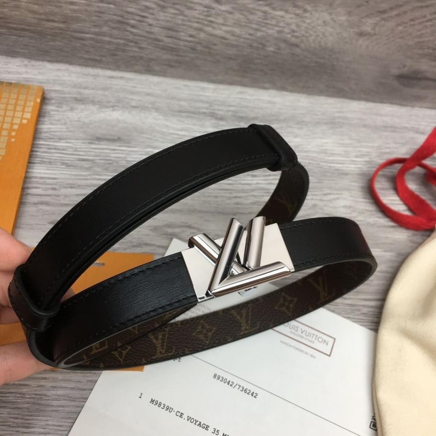 Louis Vuitton Black Silver Belt