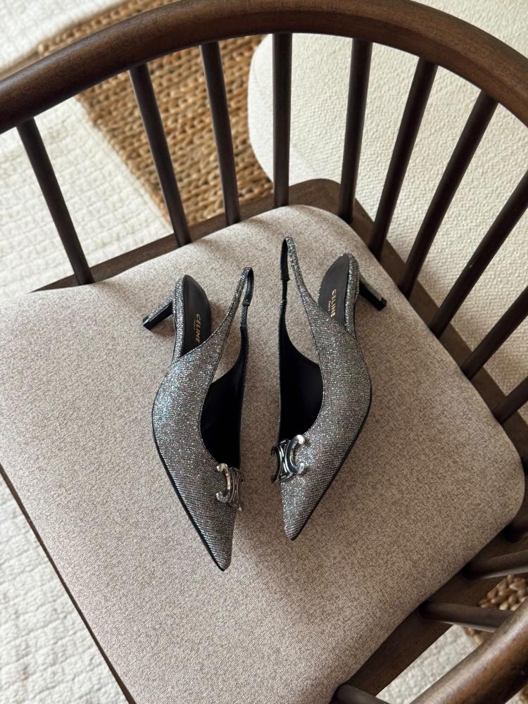 Celine Triomphe Glitter Slingback Pump