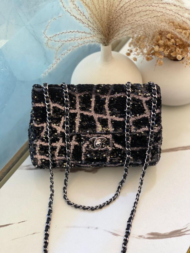 Chanel Sequin Checkered Flap Bag