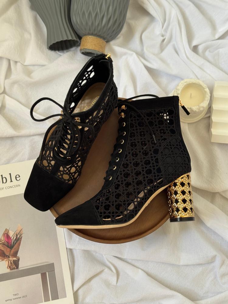 Dior Mesh Ankle Boots with Gold Heel
