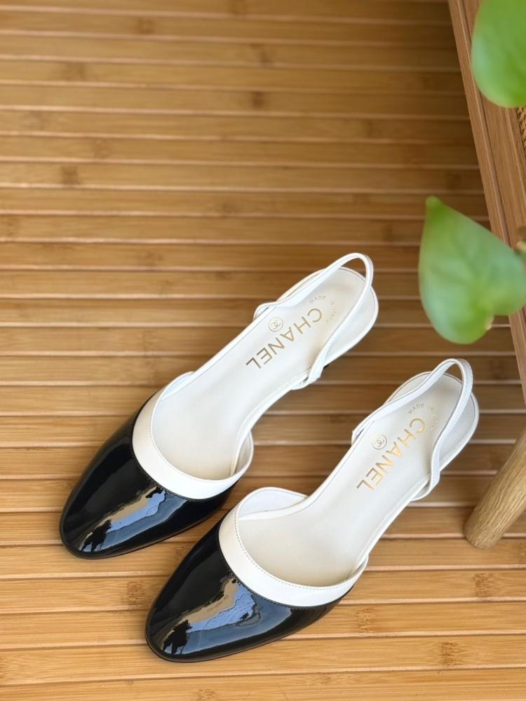 Chanel Slingback Patent Toe Heels