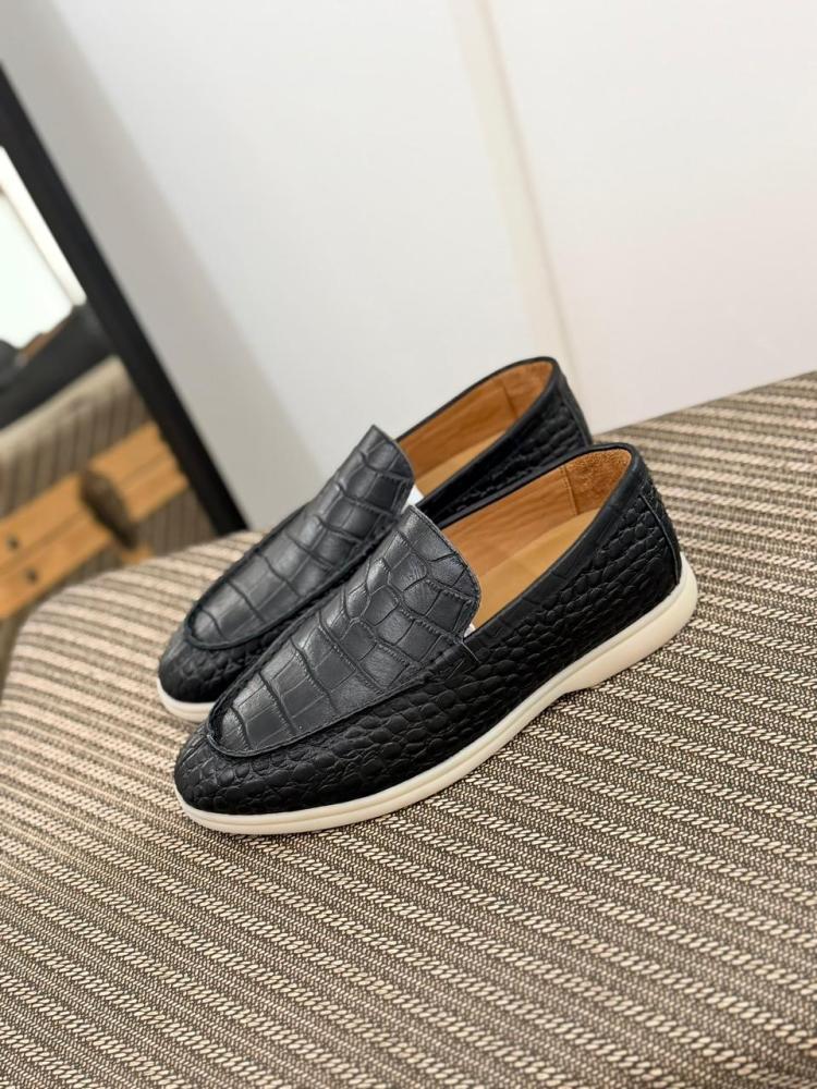 Loro Piana Crocodile Pattern Loafers