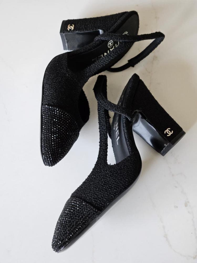 Chanel Slingback Tweed Heels