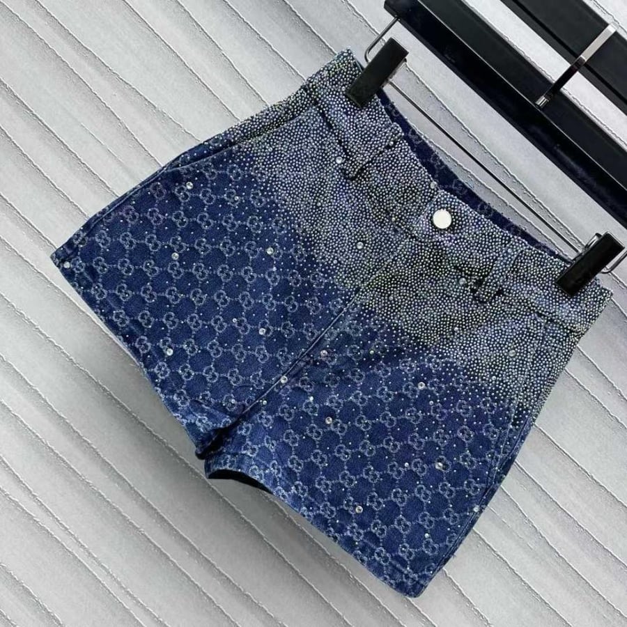 Gucci Crystal Denim Shorts