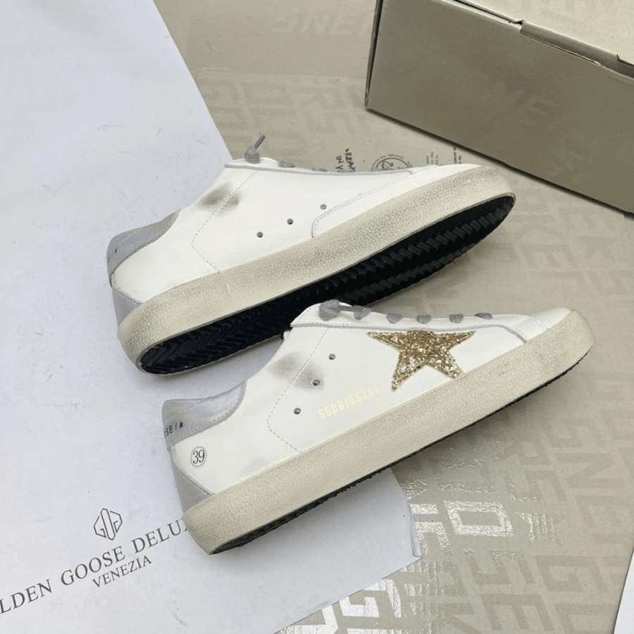 Golden goose Superstar distressed lace-up sneakers