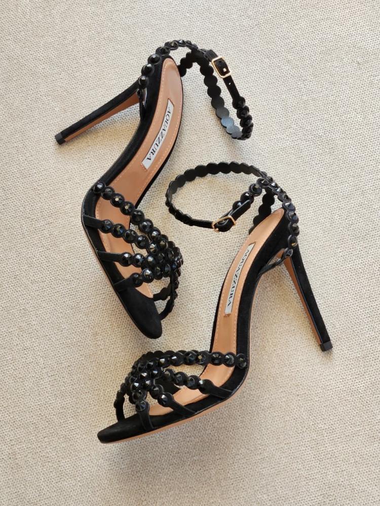 Aquazzura Tequila Crystal Embellished Heel Sandal