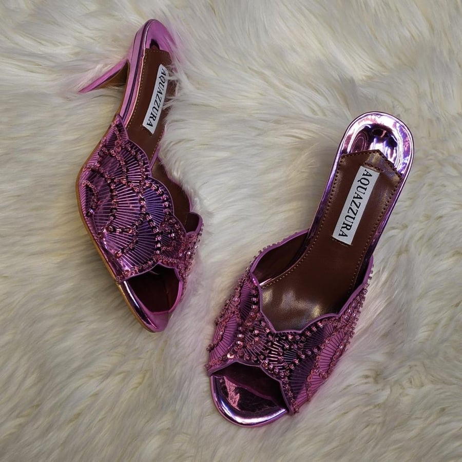 Aquazzura Crystal Embellished Slingback Heels