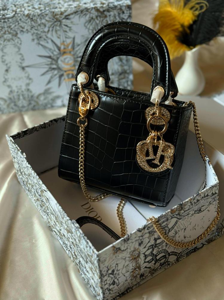 Lady Dior Black Gold Bag