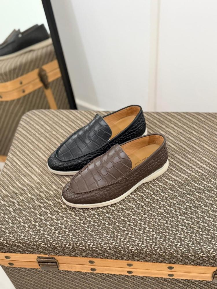 Loro Piana Crocodile Pattern Loafers