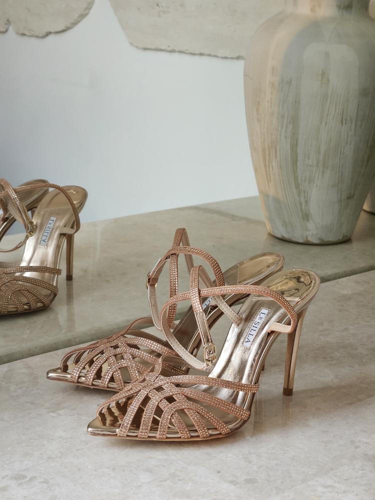 Le Silla Crystal Strappy Stiletto Sandal