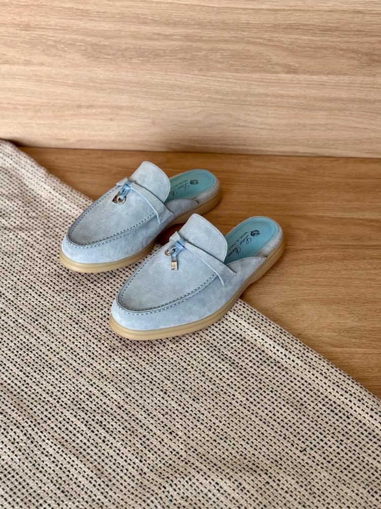 Loro Piana Suede Mules – Light Blue