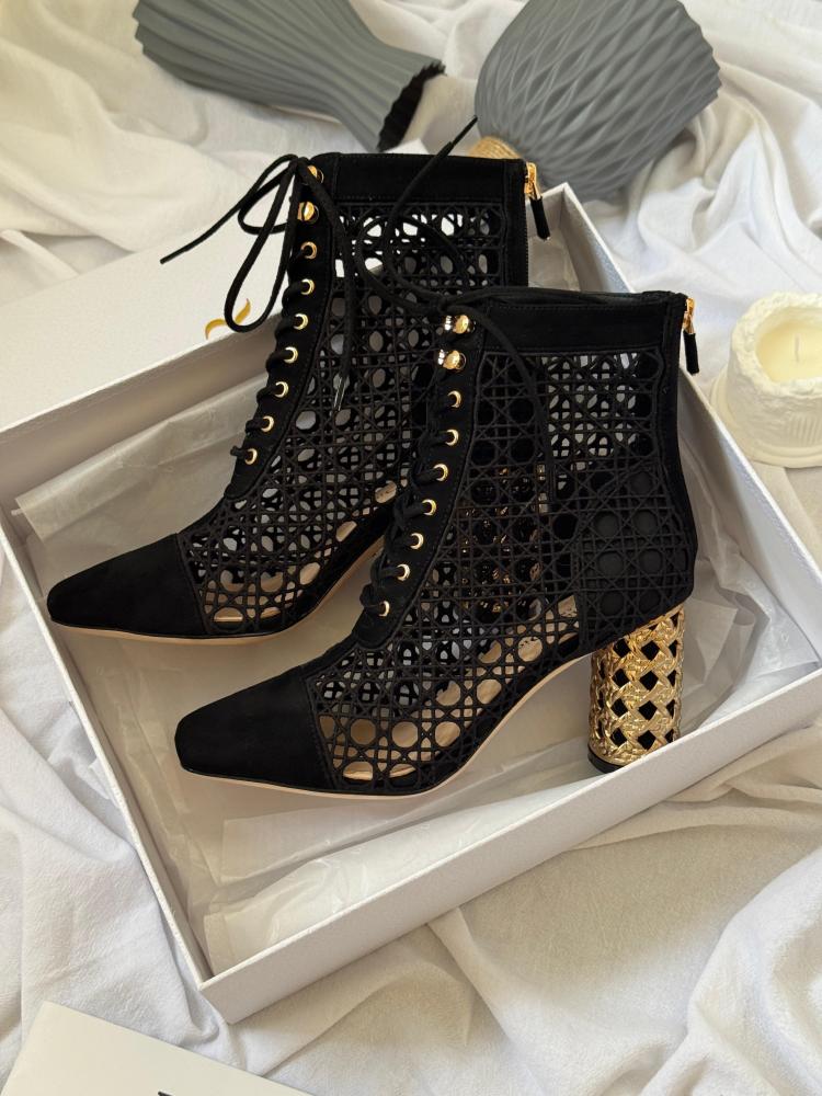 Dior Mesh Ankle Boots with Gold Heel