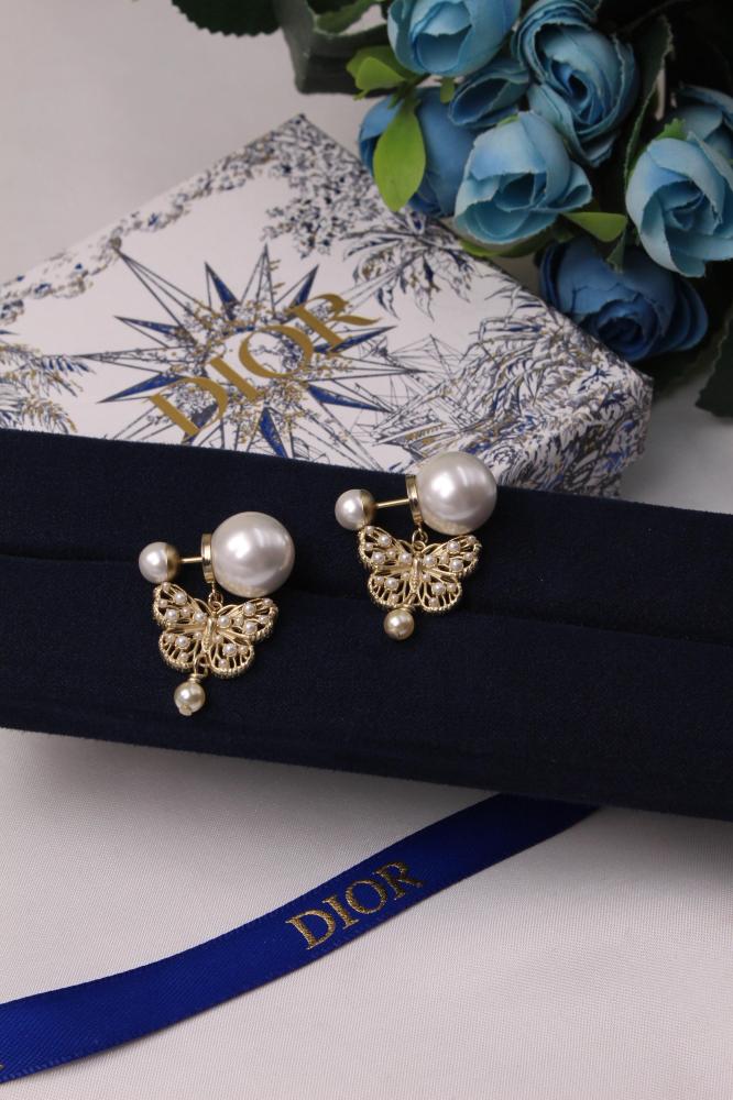 Dior Butterfly Pearl Jewelry Set - Necklace Bracelet and Earrings