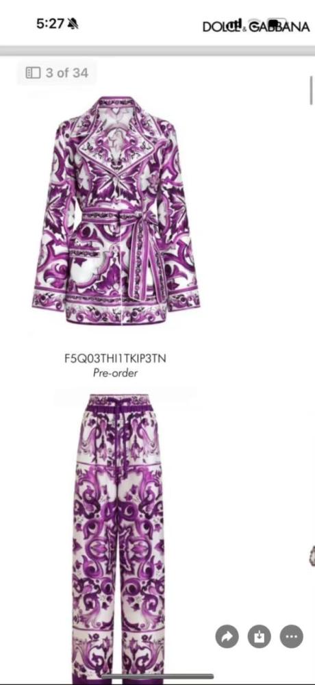 Dolce & Gabbana Silk Baroque Pajama Set