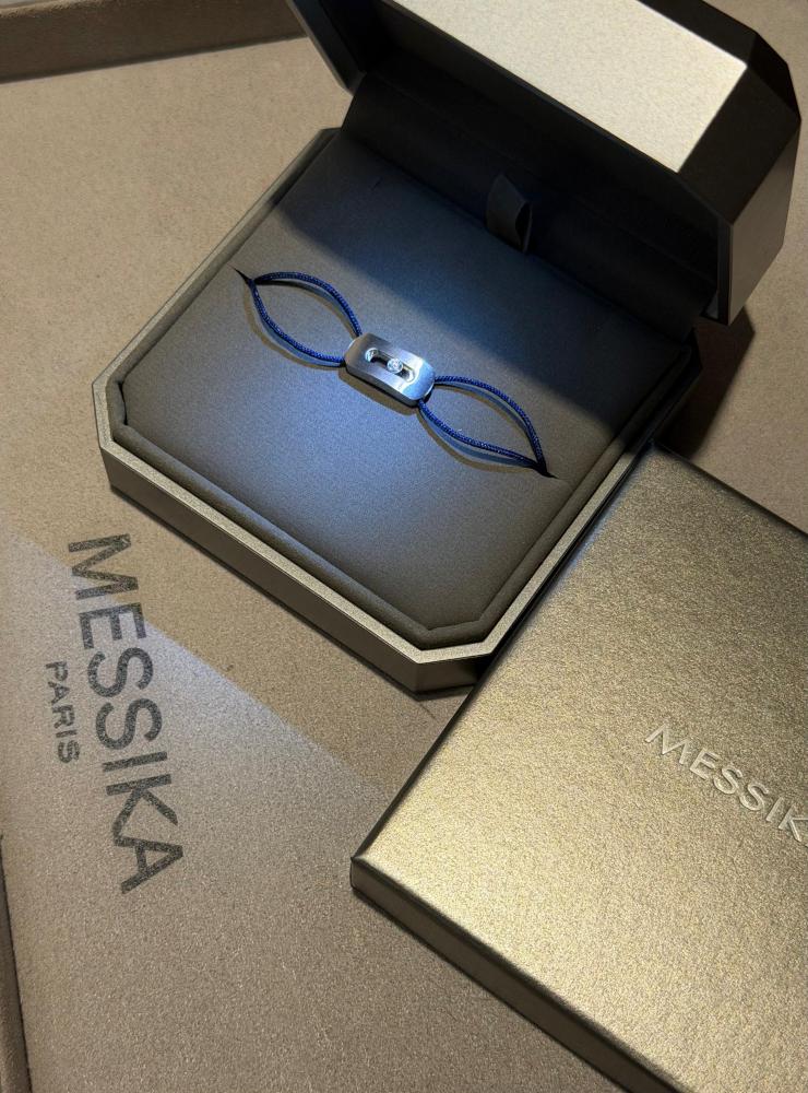 Messika Move Titanium Cord Bracelet With Moving Diamond