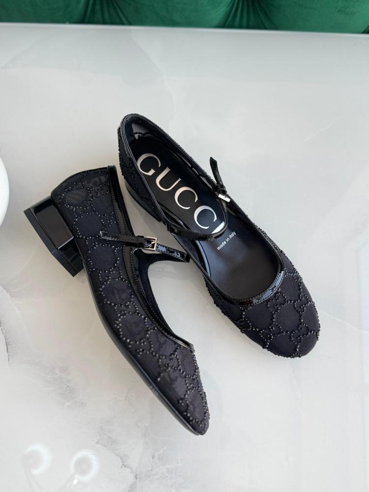 Gucci GG Crystal Mary Jane Ballerina