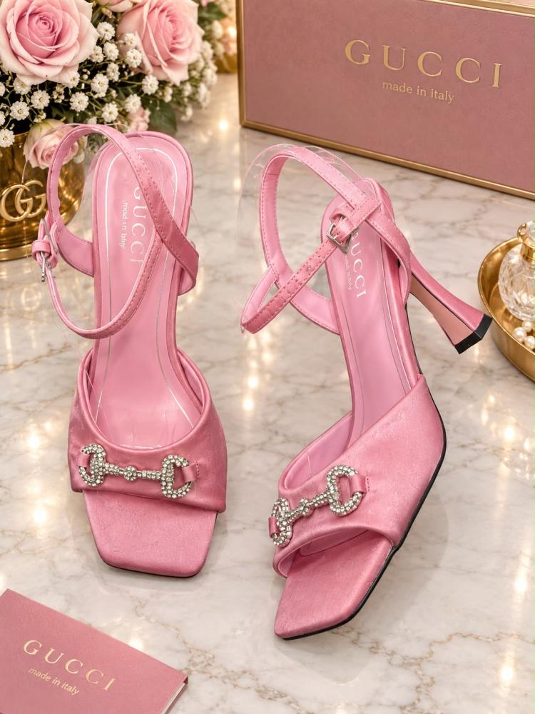 Gucci Horsebit Crystal Satin Sandal