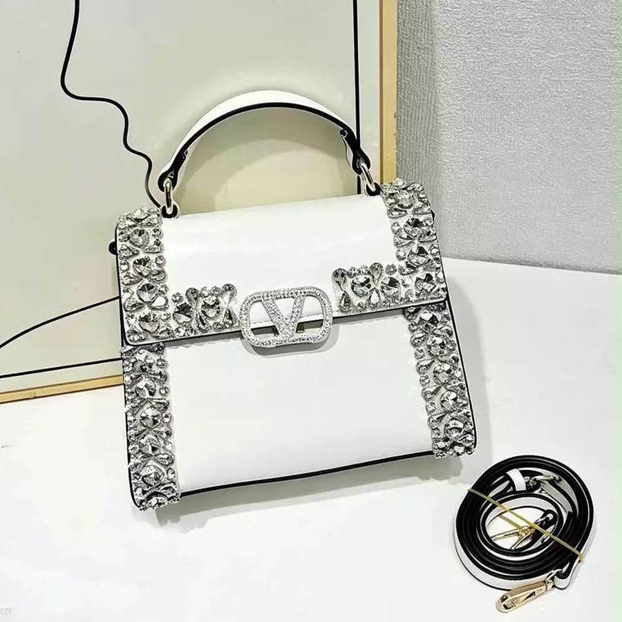 Valentino Crystal Border Top Handle Bag