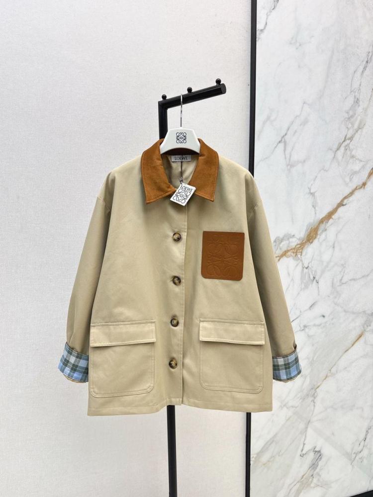 Loewe Beige Jacket with Suede Collar