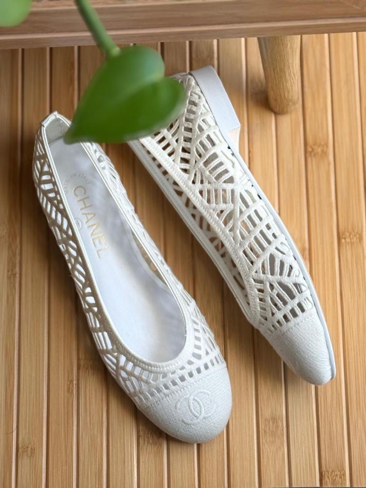 Chanel Lace Knit Ballet Flats