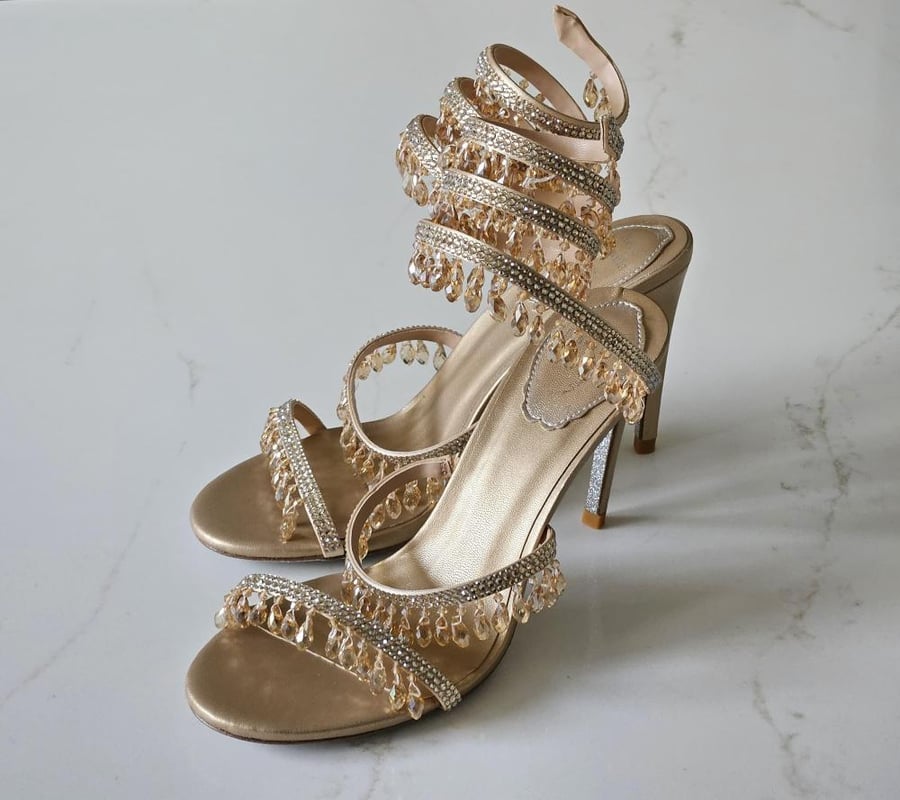 Rene Caovilla Crystal Embellished Spiral Sandals