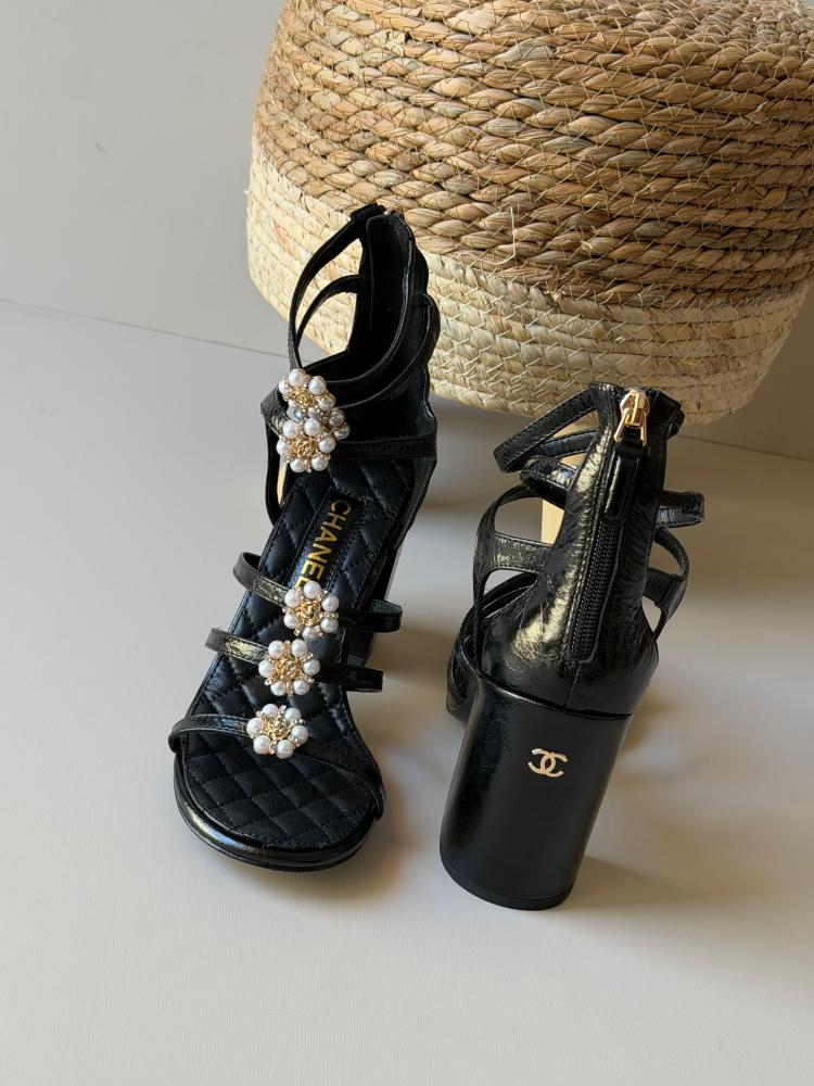 Chanel Pearl Strap High Heel Sandals