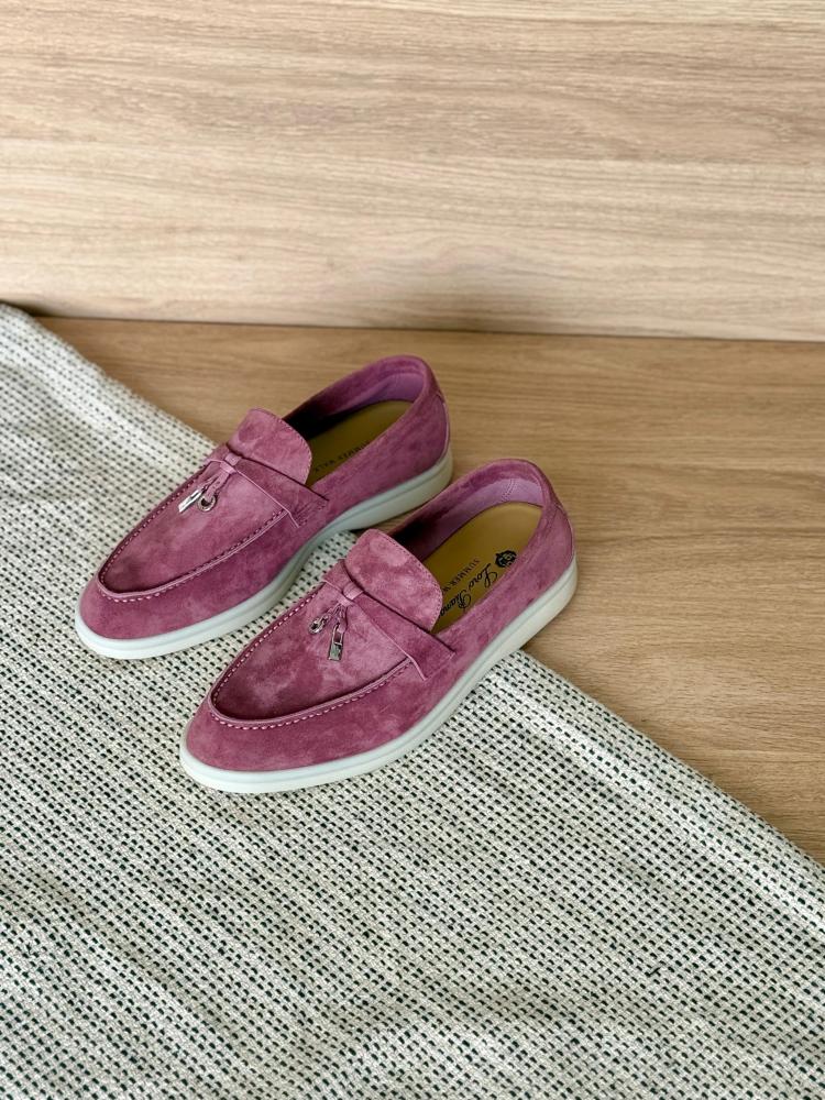 Loro Piana Summer Walk Suede Loafers – Lavender