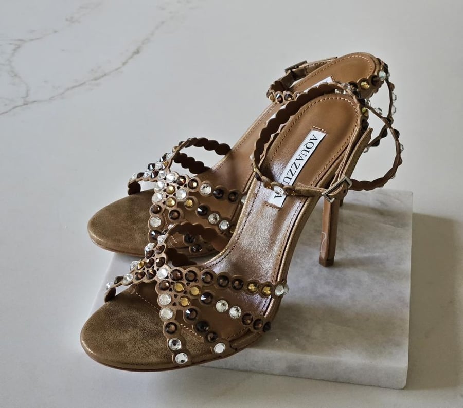 Aquazzura Tequila Crystal Embellished Heel Sandal
