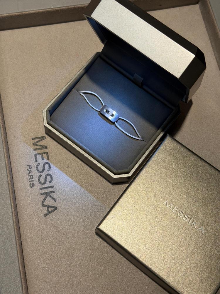 Messika Move Titanium Cord Bracelet With Moving Diamond