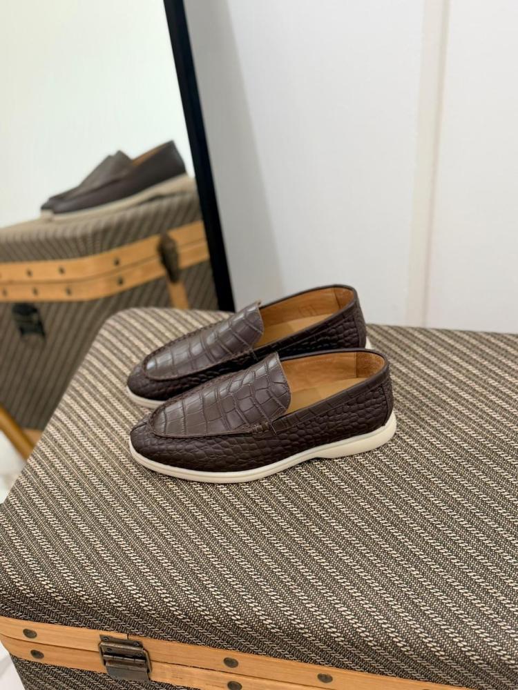 Loro Piana Crocodile Pattern Loafers