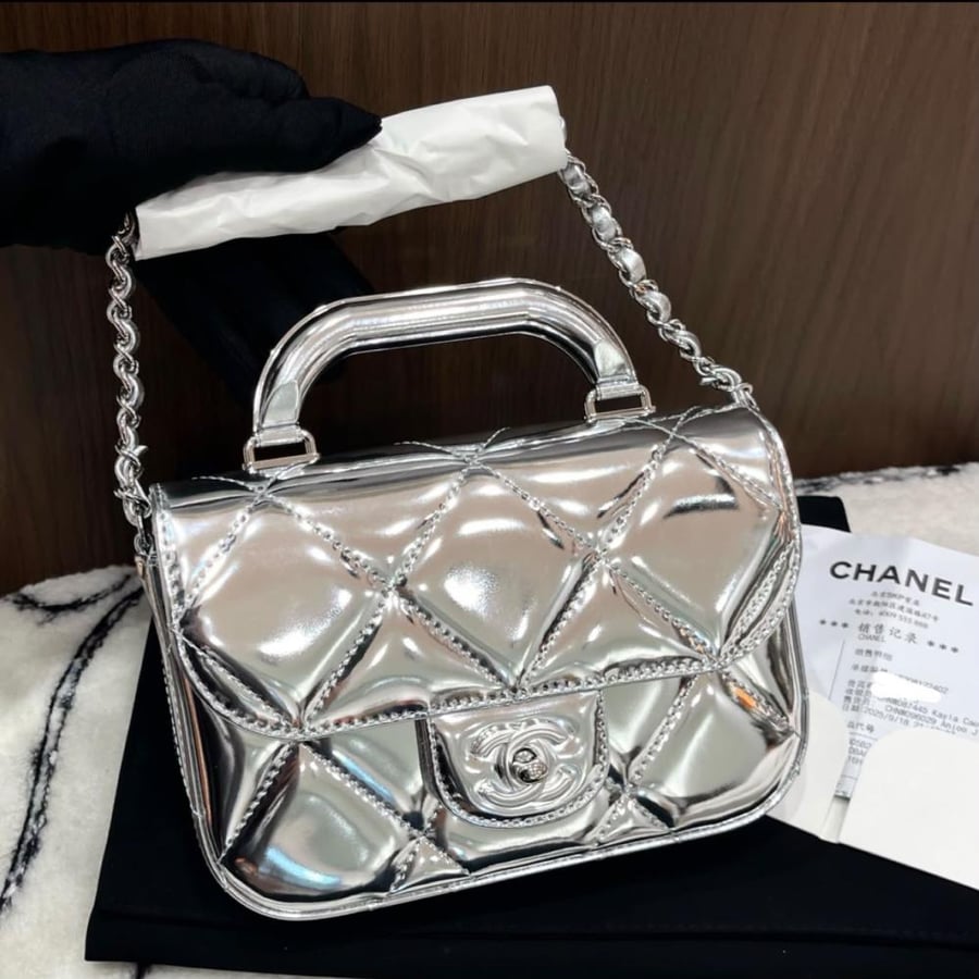 Chanel Mirror Quilted Top Handle Bag