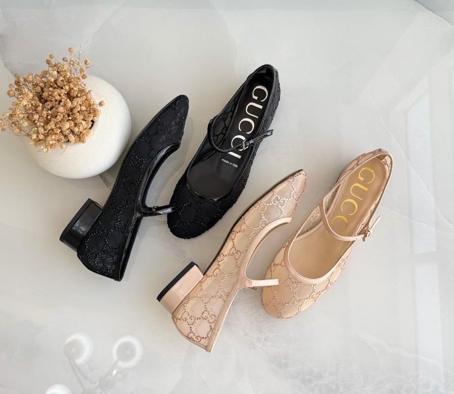 Gucci GG Crystal Mary Jane Ballerina