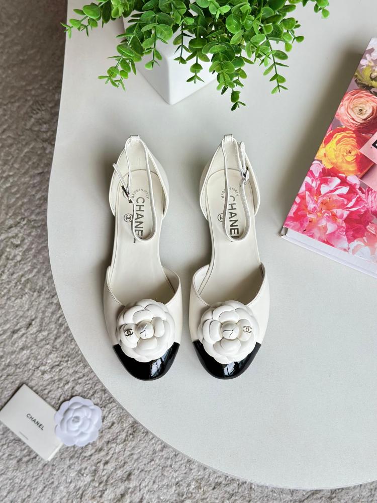 Chanel Camellia Open Toe Flat Sandals