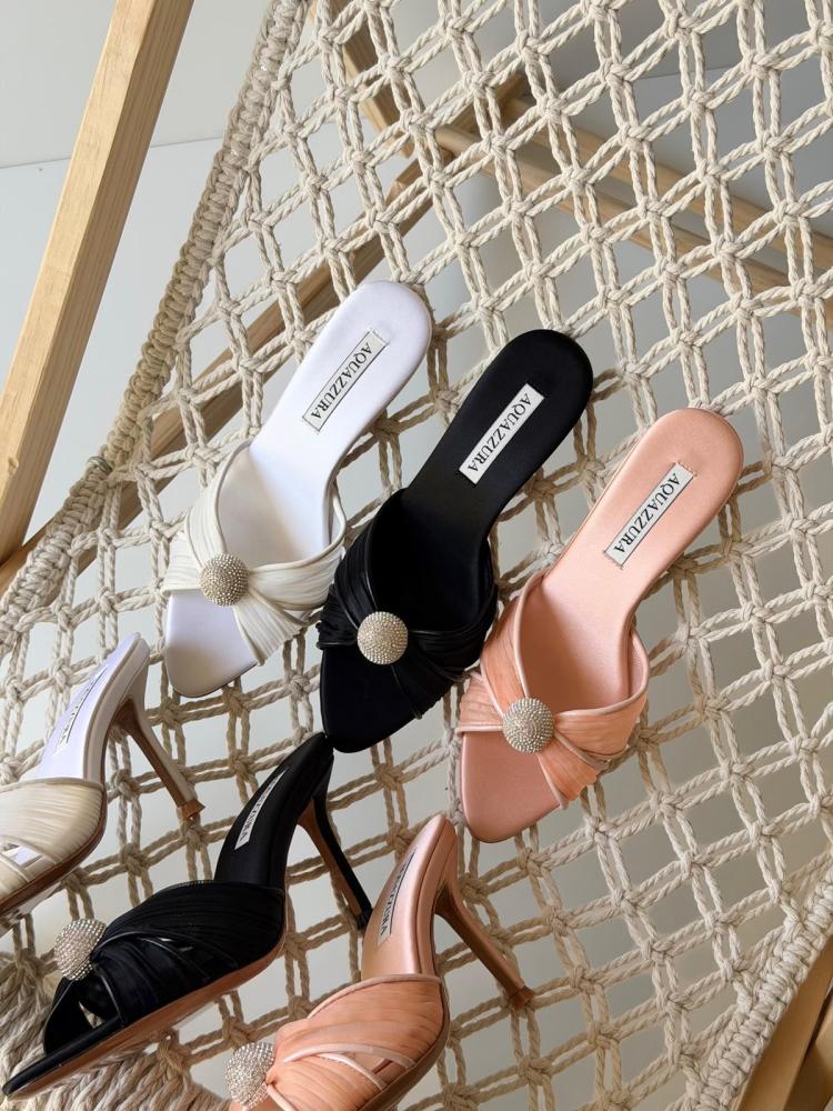 Aquazzura Crystal Bow Mule Heel