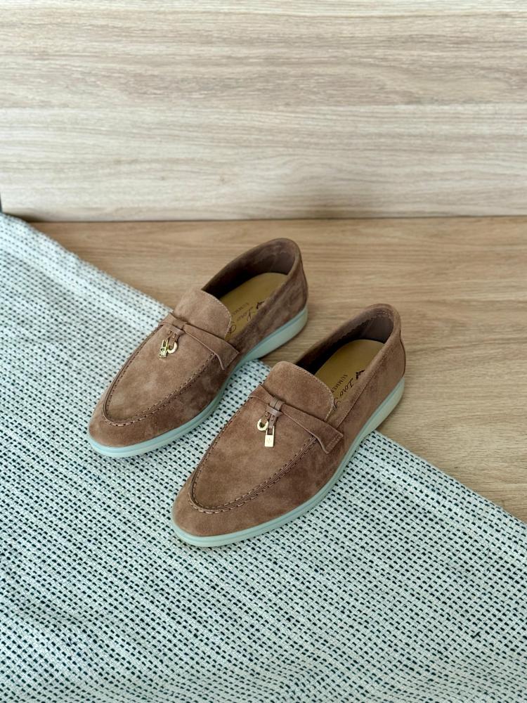 Loro Piana Summer Walk Suede Loafers – Camel