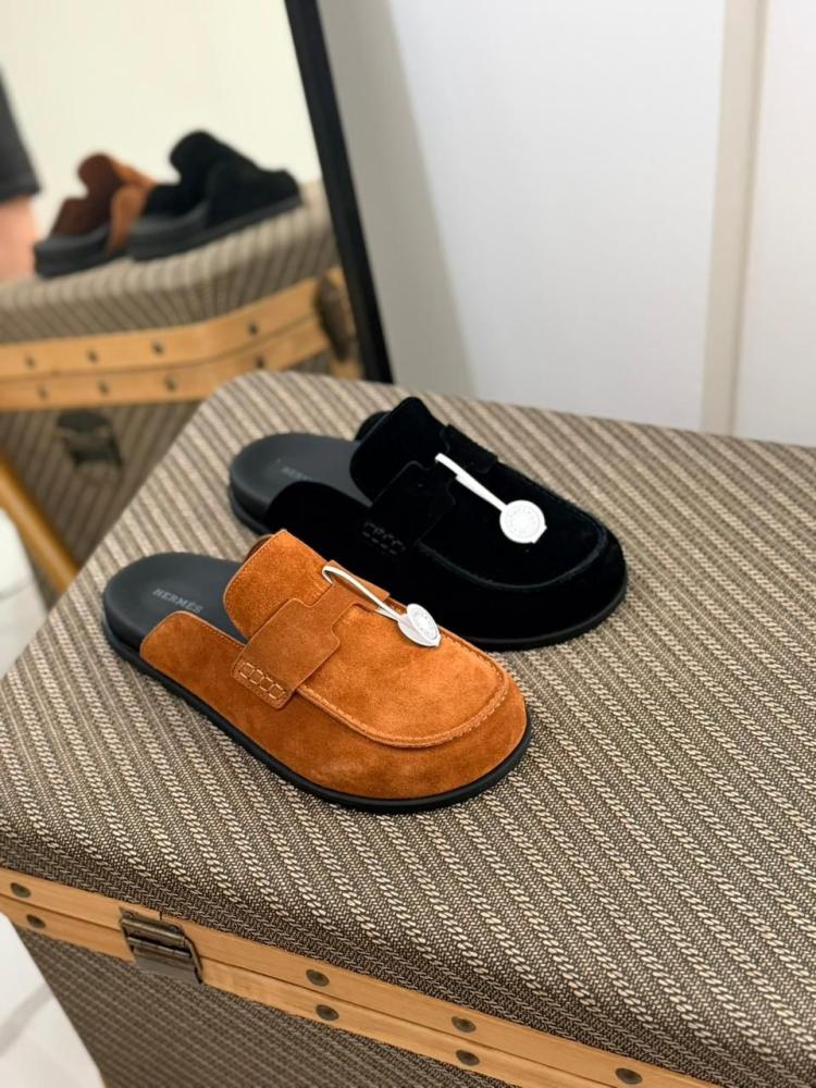 Hermès Men's Suede Mule Loafers