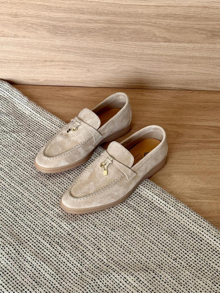 Loro Piana Summer Walk Suede Loafers – Beige