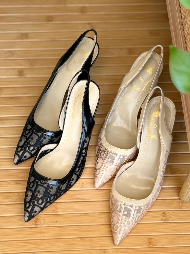 Dior Slingback Mesh Logo Heels