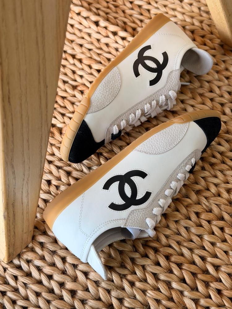 Chanel Two Tone Leather Sneakers