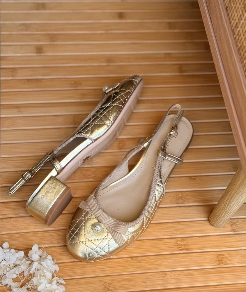 Dior Quilted Pearl Slingback Flats