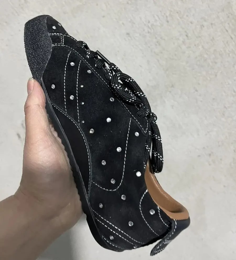 Golden Goose True-Star in black suede with Swarovski crystals