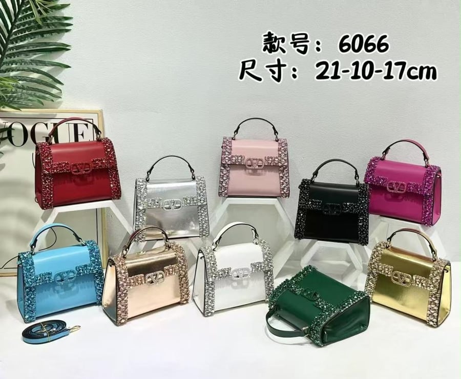 Valentino Crystal Border Top Handle Bag