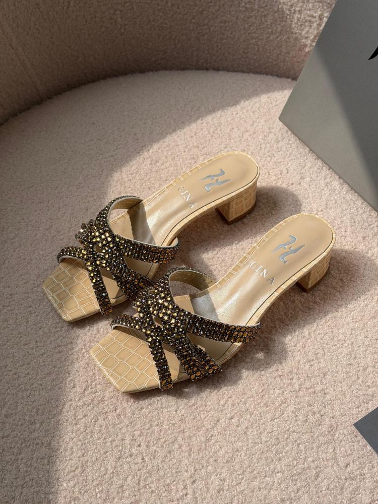 GINA Crystal Bow Mule Heels