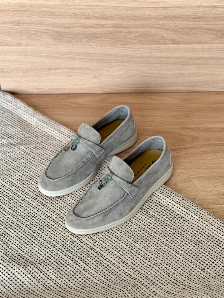 Loro Piana Summer Walk Suede Loafers – Sage Green
