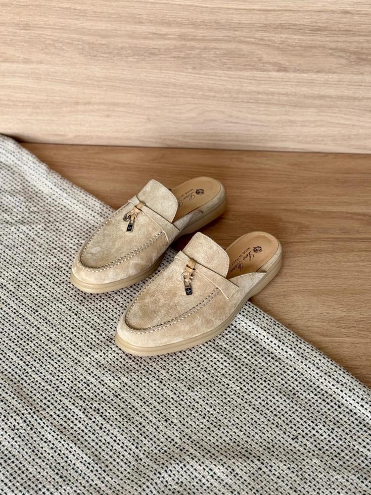 Loro Piana Suede Mules – Beige