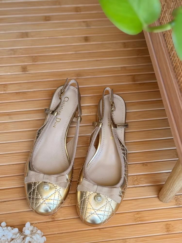 Dior Quilted Pearl Slingback Flats