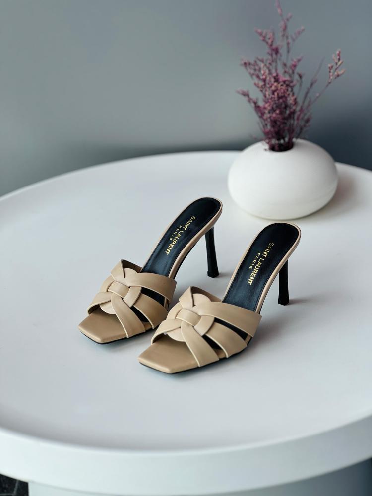 Saint Laurent YSL Braided Strap Mules Heels