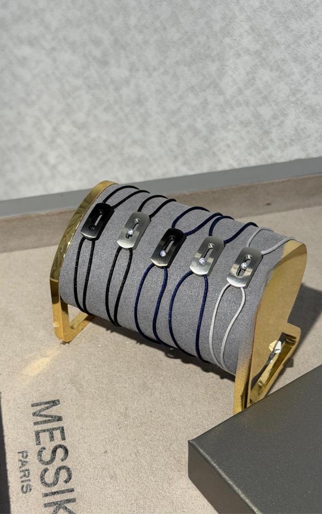 Messika Move Titanium Cord Bracelet With Moving Diamond