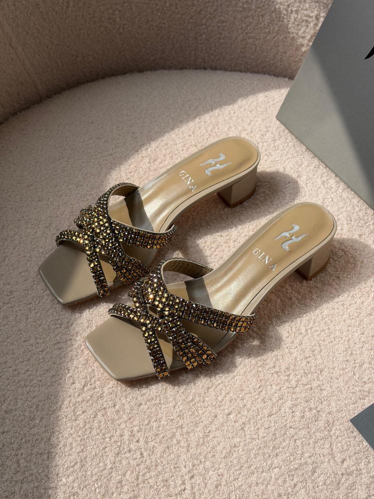 GINA Crystal Bow Mule Heels